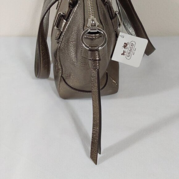 NWT! Coach Metallic Gunmetal Mini Chelsea Leather Satchel Bag - Picture 6 of 12